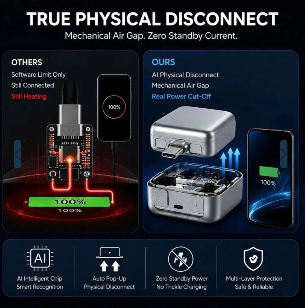 Automatic Charging Disconnector | Model LX-007 | Smart Auto Power Cut-Off Battery Protector | Type-C to Type-C Fast Charging Guardian