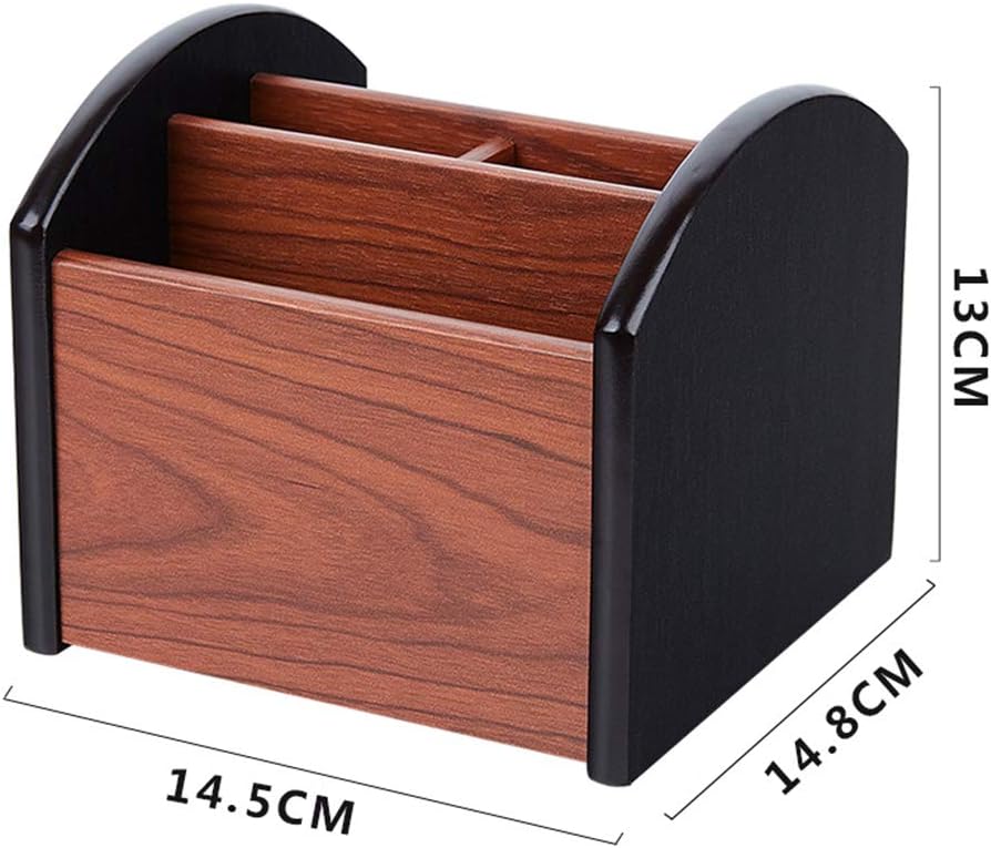 360 Angle Premium Wooden Desk Organizer 4 Compartment