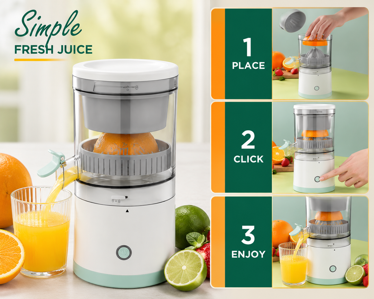 Portable Electric Citrus Juicer | USB Rechargeable Hands-Free Fruit Extractor for Fresh Juice Anywhere