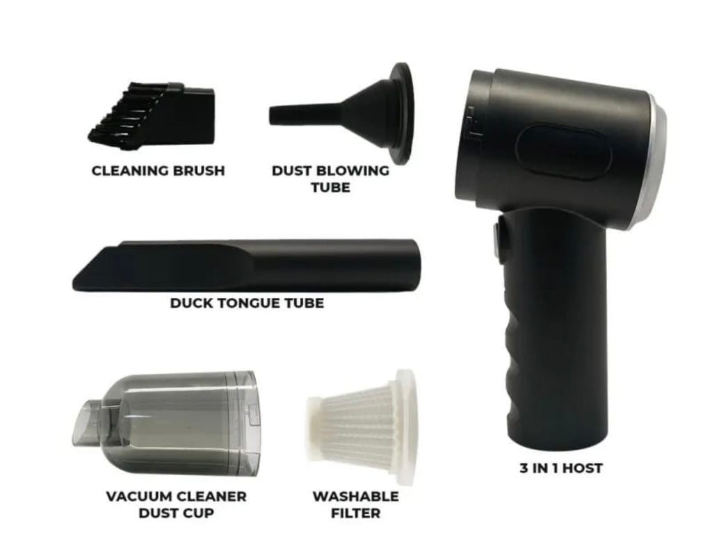 3-in-1 Portable Vacuum Cleaner, Duster & Air Blower | Wireless Handheld Cleaning for Car & Home