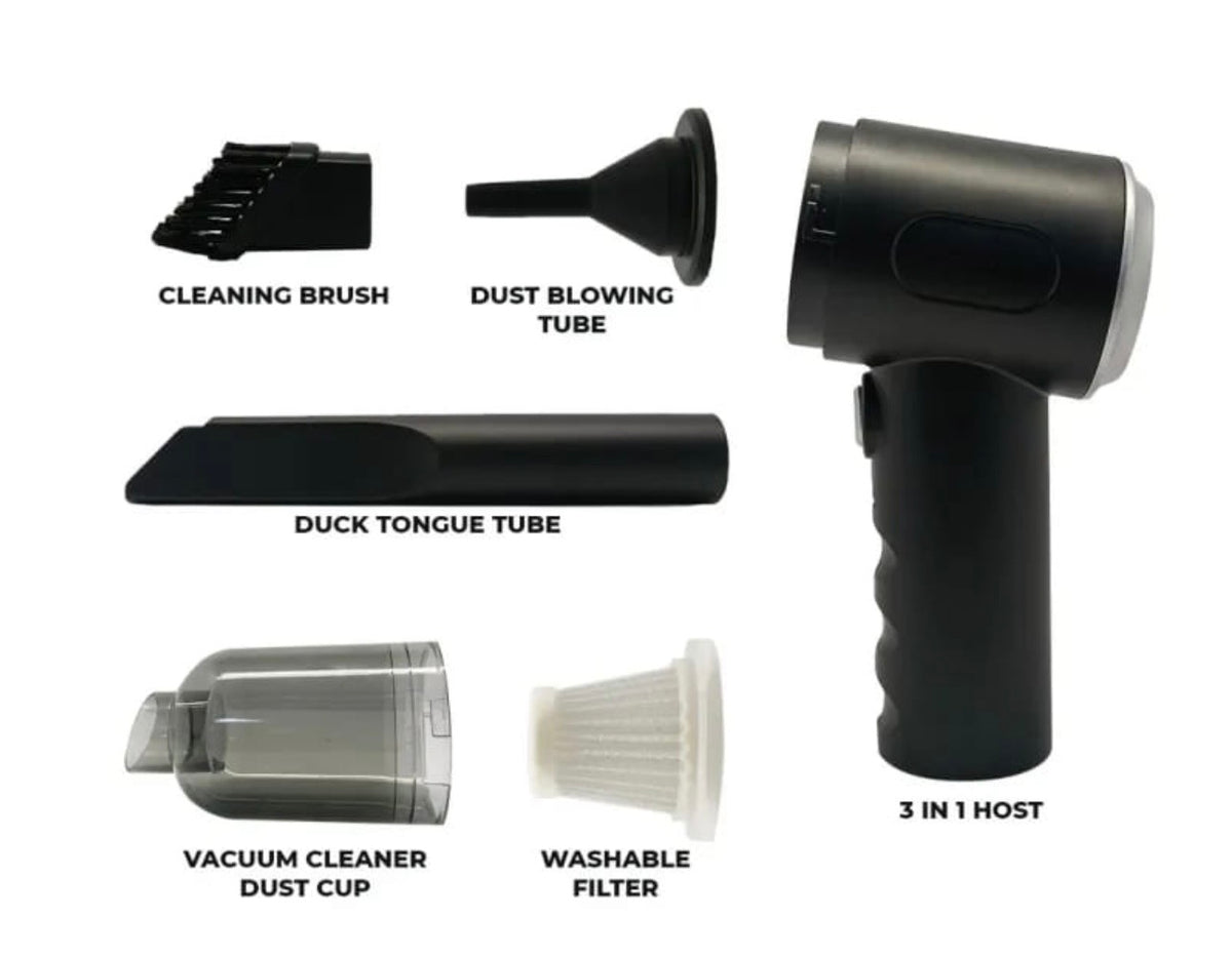 3-in-1 Portable Vacuum Cleaner, Duster & Air Blower | Wireless Handheld Cleaning for Car & Home