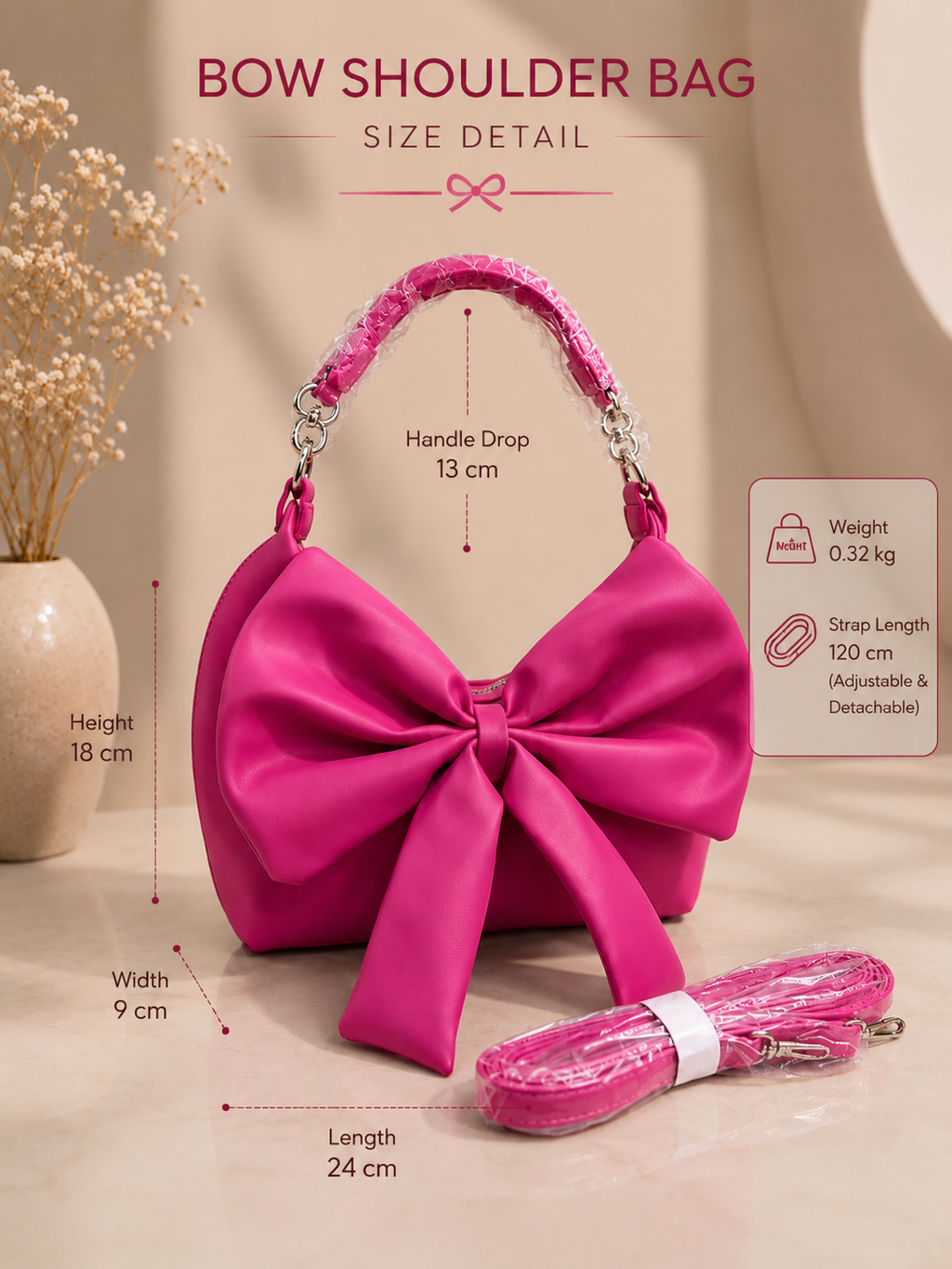 Pink Bow shoulder bag🎀