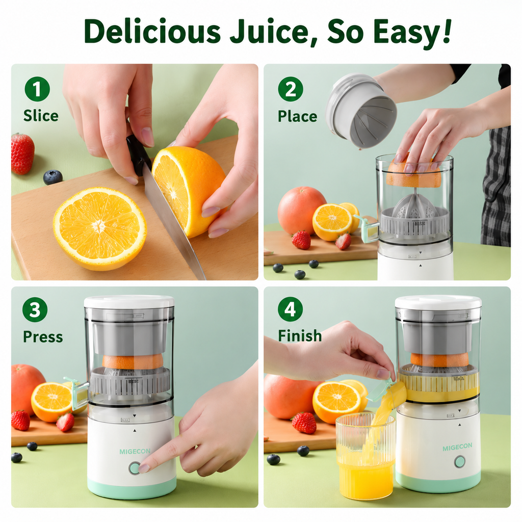 Portable Electric Citrus Juicer | USB Rechargeable Hands-Free Fruit Extractor for Fresh Juice Anywhere
