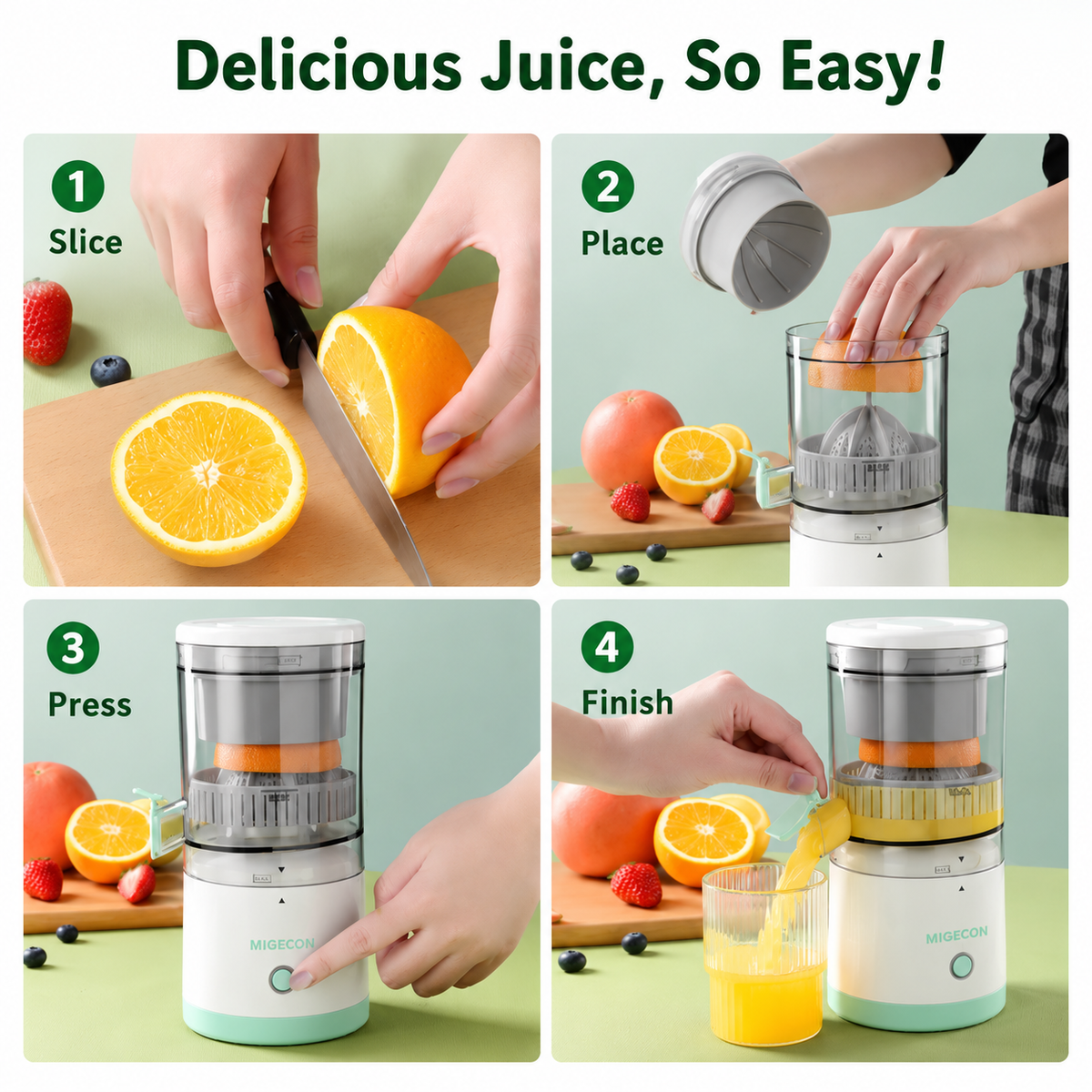 Portable Electric Citrus Juicer | USB Rechargeable Hands-Free Fruit Extractor for Fresh Juice Anywhere