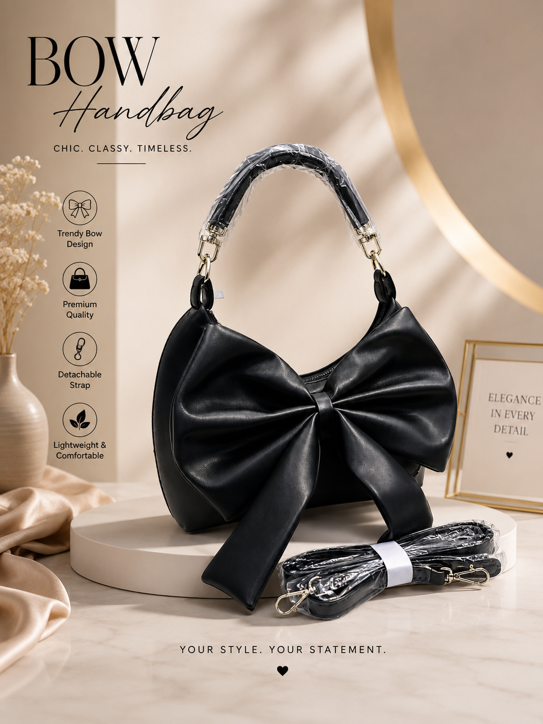 Black bow bag