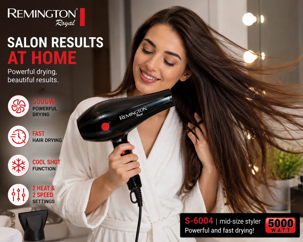 Remington Hair Dryer R-6007 2X Faster ION Technology with Cool Shot and Health Breeze Mode