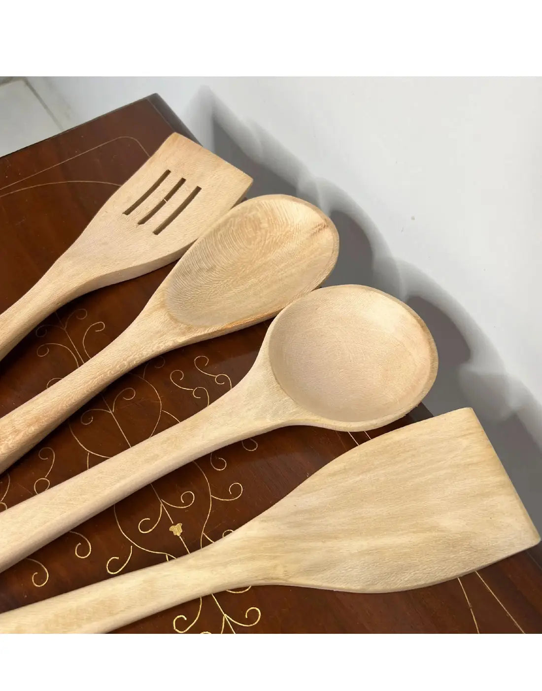 4 Pcs Wooden Cooking Spatulas & Spoons Set for Kitchen Cooking