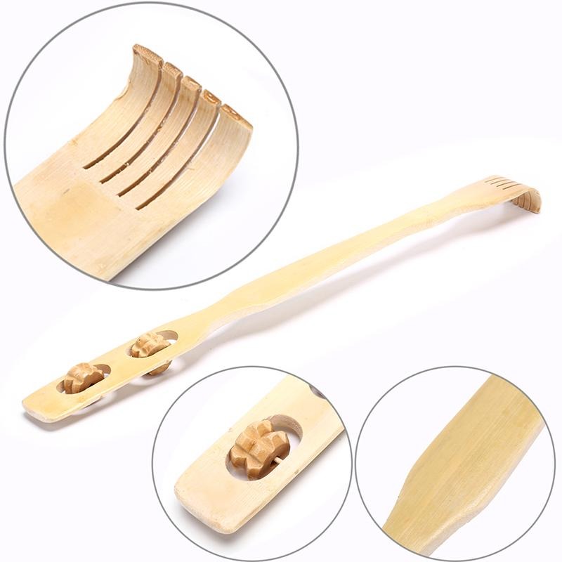1pc Bamboo Back Scratcher & Massage Roller Stick | Wooden Body Massager for Back, Neck & Full Body Relaxation