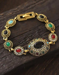 Vintage-Inspired Geometric Design Bracelet with Rhinestone Starburst