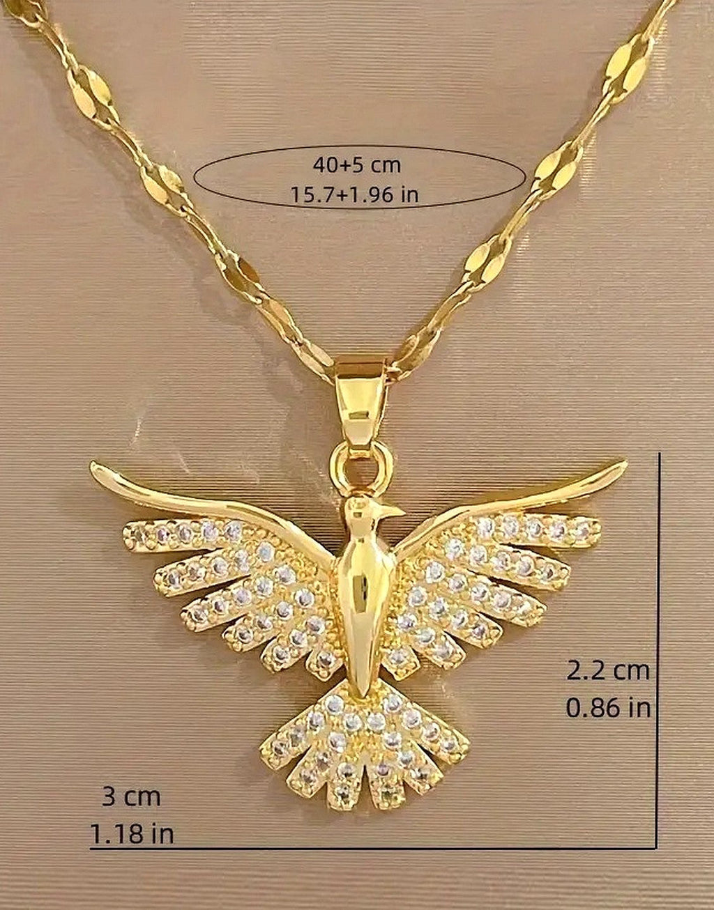 Stylish Golden Eagle Shape Cubic Zirconia Pendant Necklace for Girls