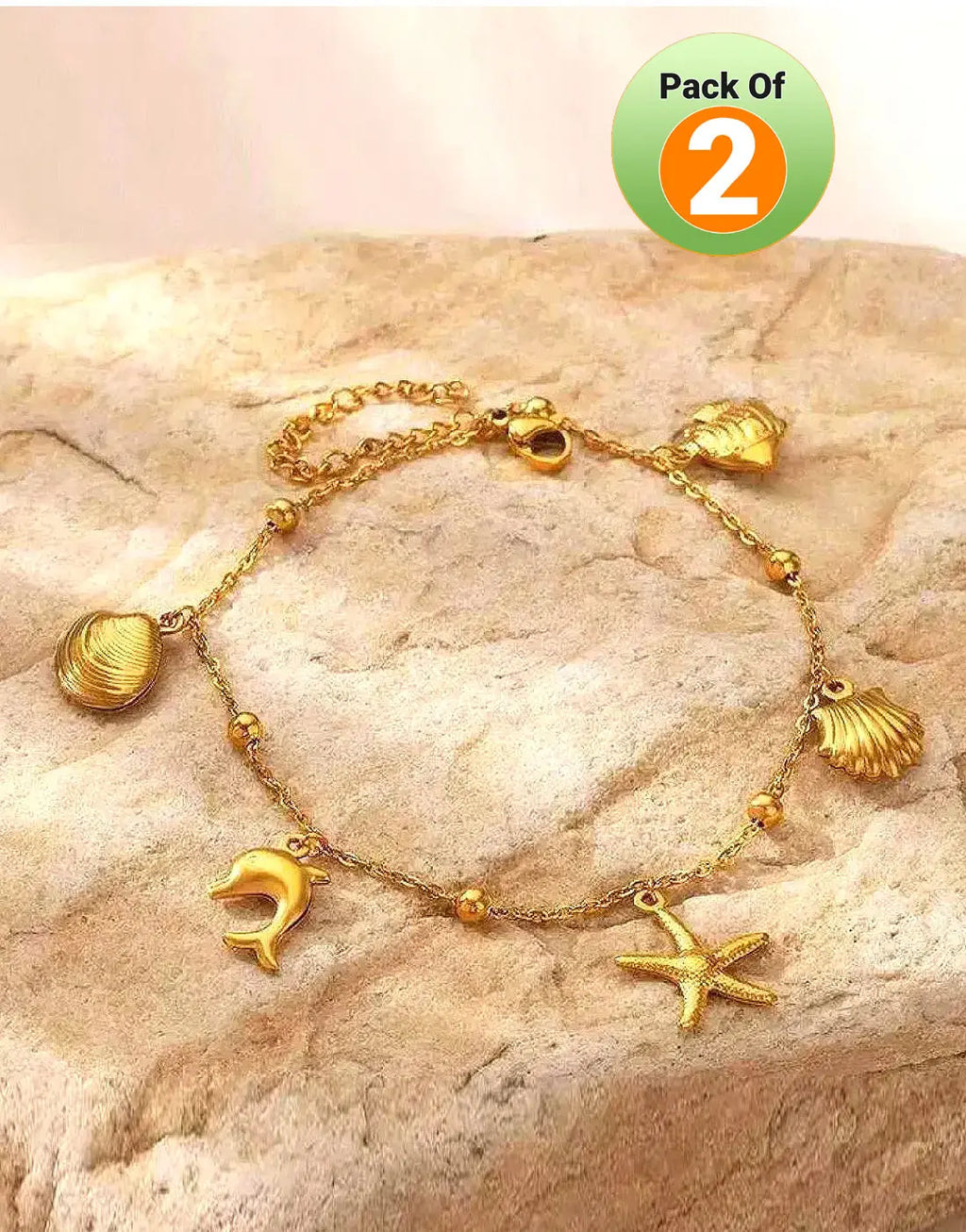 Pair of Stainless Steel Boho Seashell Charm Anklets – Shein Inspired Design