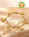 Pair of Stainless Steel Boho Seashell Charm Anklets – Shein Inspired Design