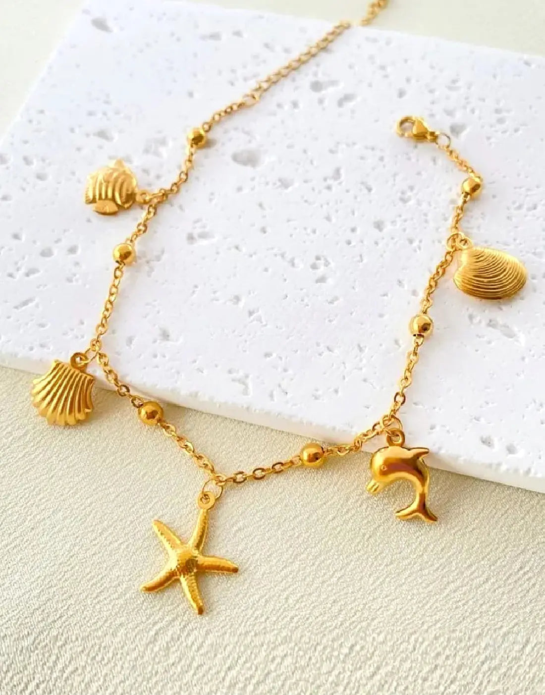 Stainless Steel Boho Seashell Charm Bracelet – Shein Inspired Design