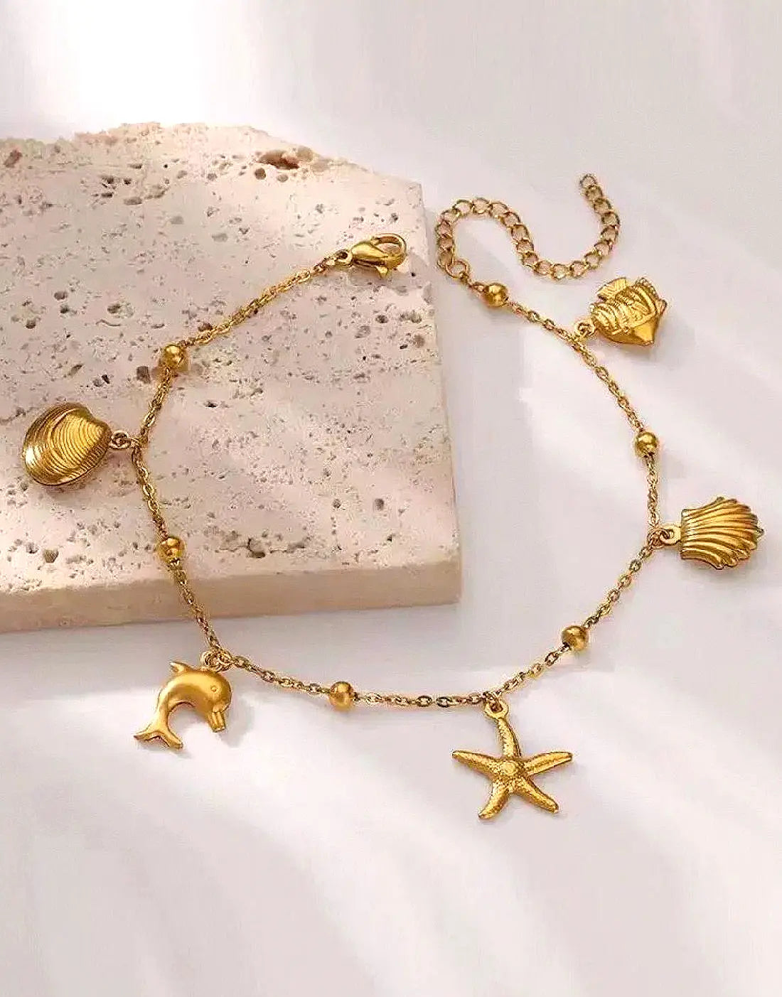 Stainless Steel Boho Seashell Charm Bracelet – Shein Inspired Design