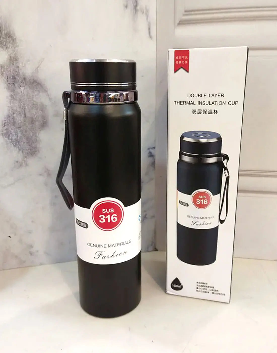 Premium SUS 316 Stainless Steel Thermos Vacuum Water Bottle 1000ml | Double Layer Thermal Insulation Cup