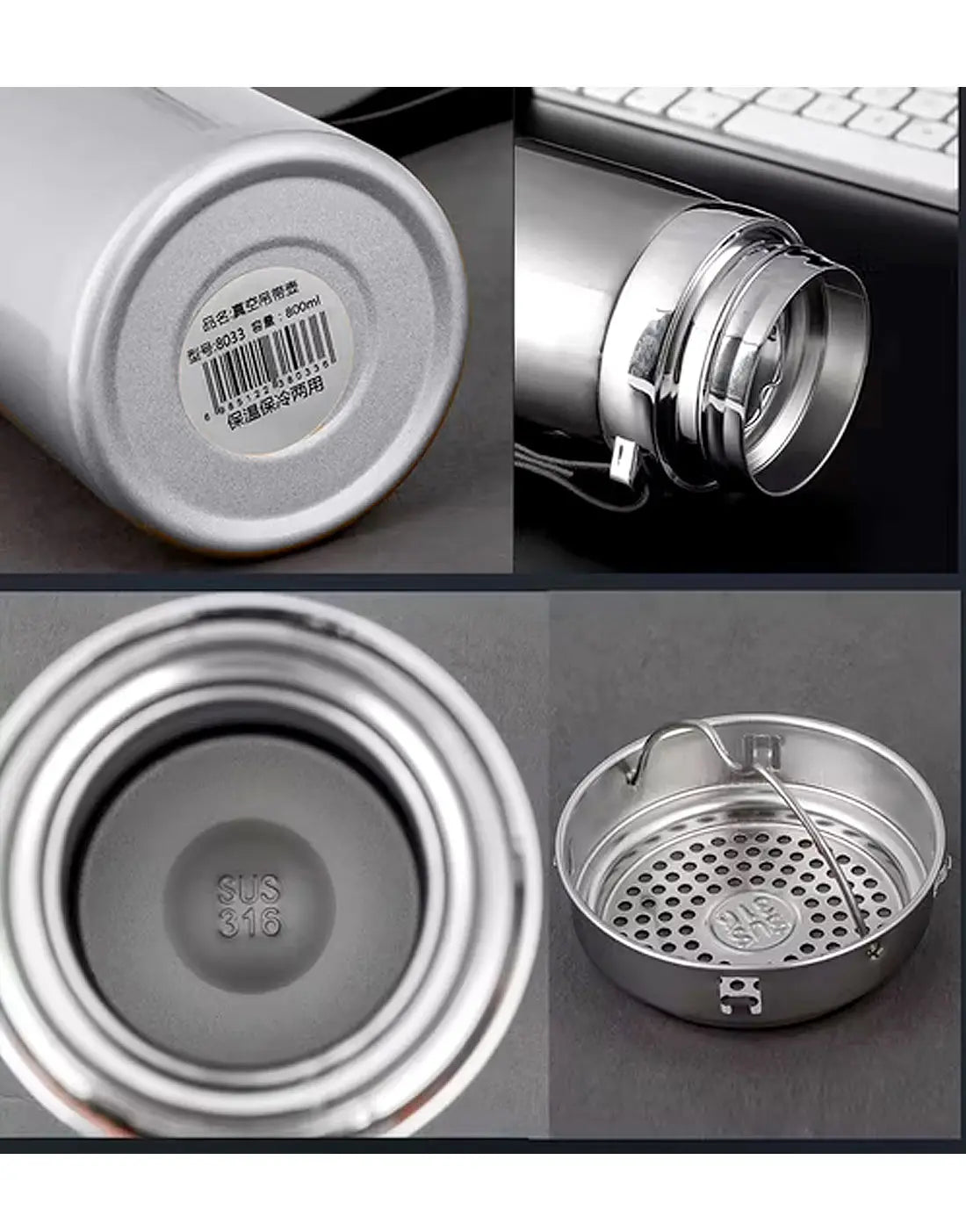 Premium SUS 316 Stainless Steel Red Thermos Bottle - 800 ML